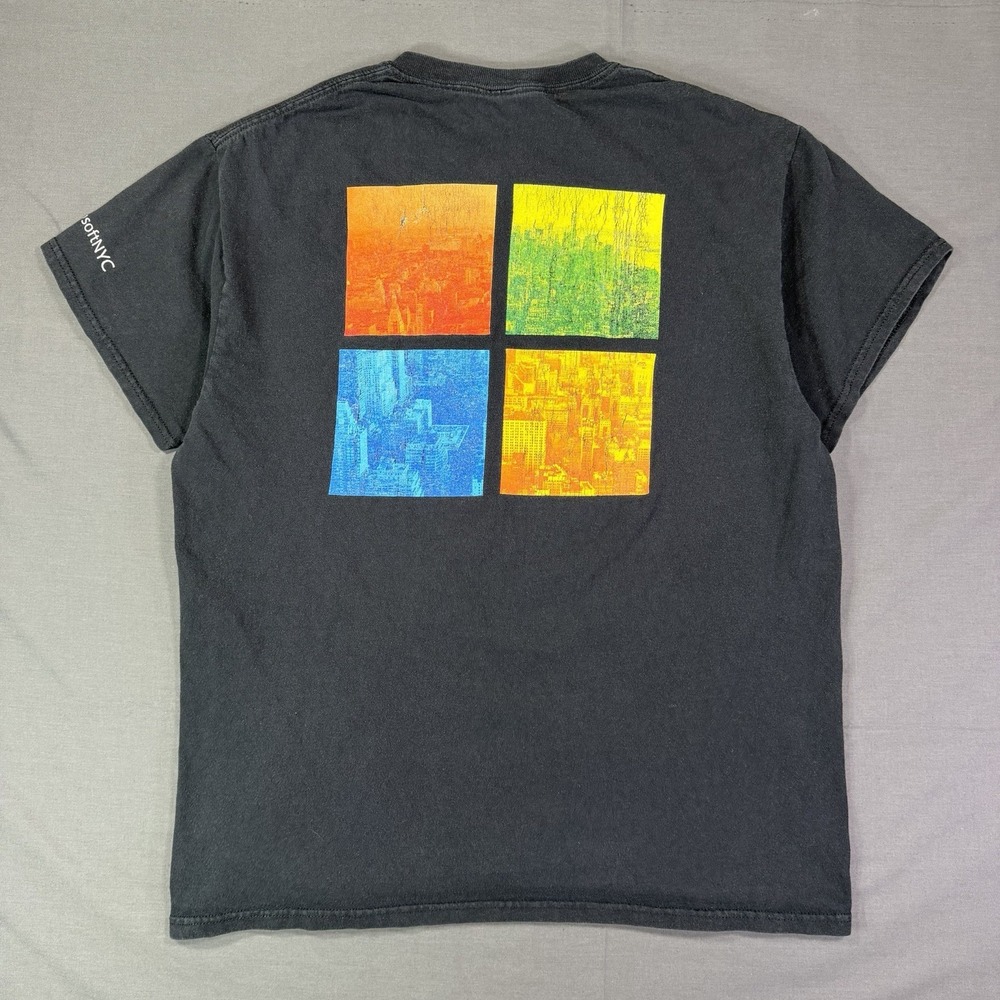 Black Microsoft Vintage Tee NYC Size Medium Faded